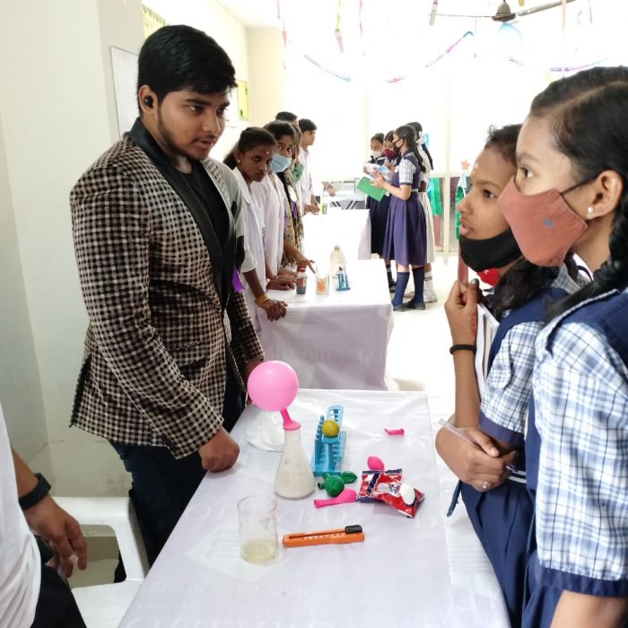 Students participating in Science Fair at Nava Chaithanya